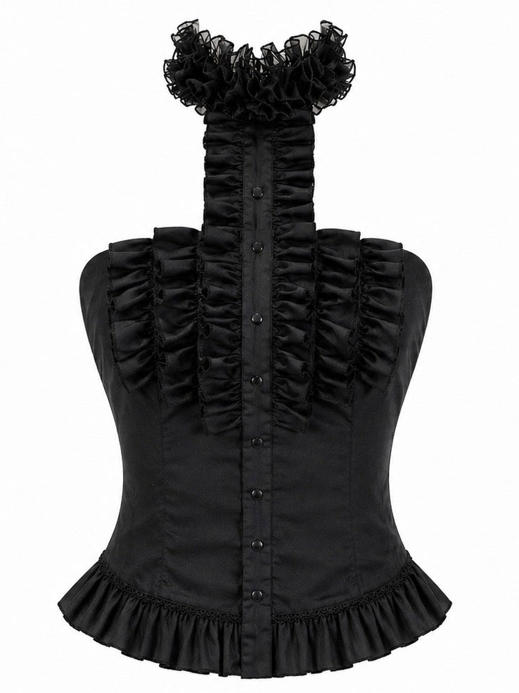 Black Ruffle Adjustable Corset Top