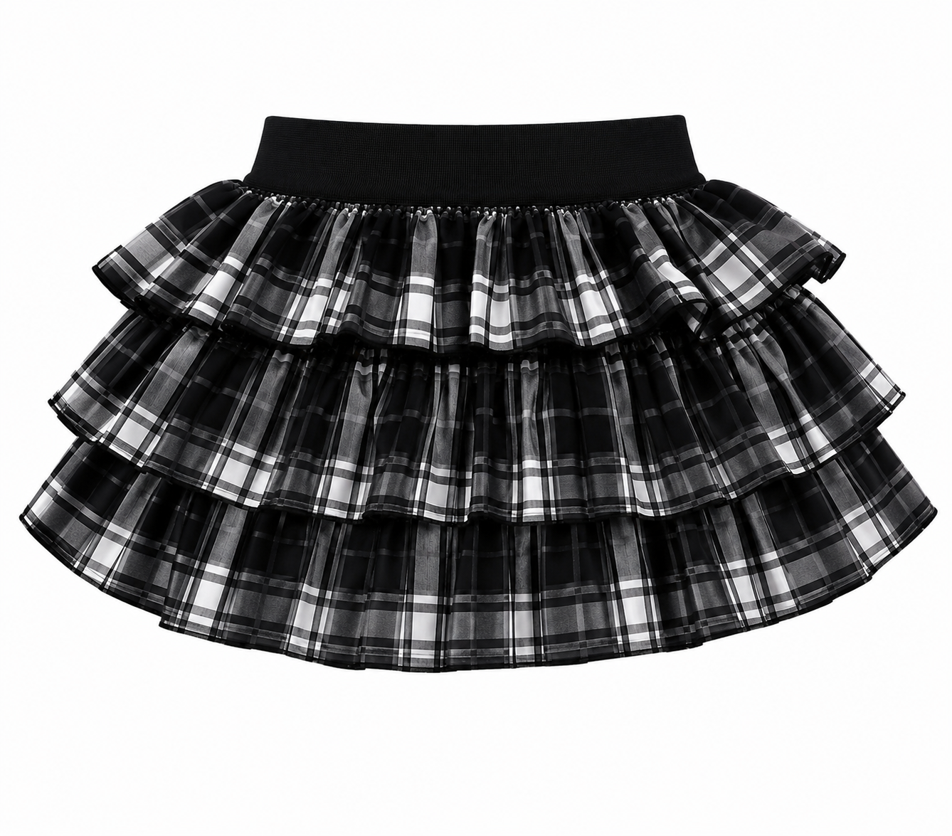 Plaid Lace Ruffle Mini Skirt